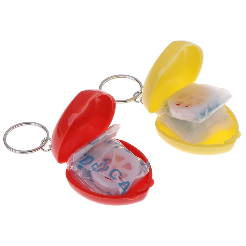 1pc CPR Masks KeyChain Mouth To Mouth Rescue Shields In Mini Heart Box Red Cpr Face Mask First Aid Kit Portable