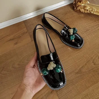 

new fashion women pumps genuine leather women spring summer shallow shoes woman party casual shoes fashion beading party shoes