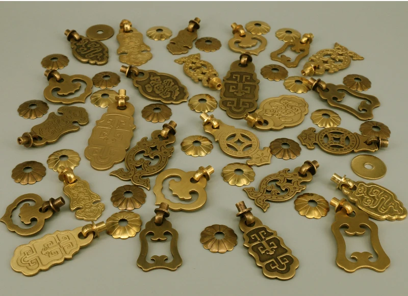 Description Picture 5 of item1PC Chinese Retro Drawer Pull Closet Door Handle Ancient Furniture Door Classical Wardrobe Cabinet Brass knobs