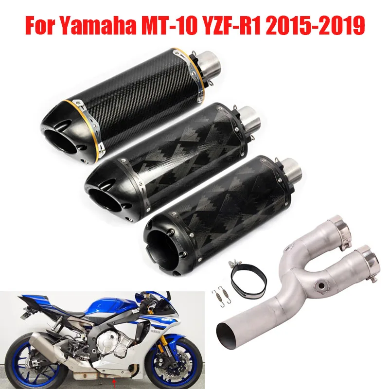 

Motorcycle Exhaust Tip Muffler Slip on Exhaust Connect Link Tube for Yamaha MT-10 YZF-R1 2015 2016 2017 2018 2019