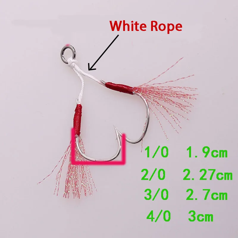 1 пара/лот джиг приманка крючки один крючок колючая сборка со вспышкой перо лодка джиг Pesca помощь крючок пара двойной джиг крючок