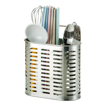 

Stainless Steel Chopsticks Tube Kitchen Household Drain Chopsticks Cage Wall Hanging Suction Cup Storage Rack TOB