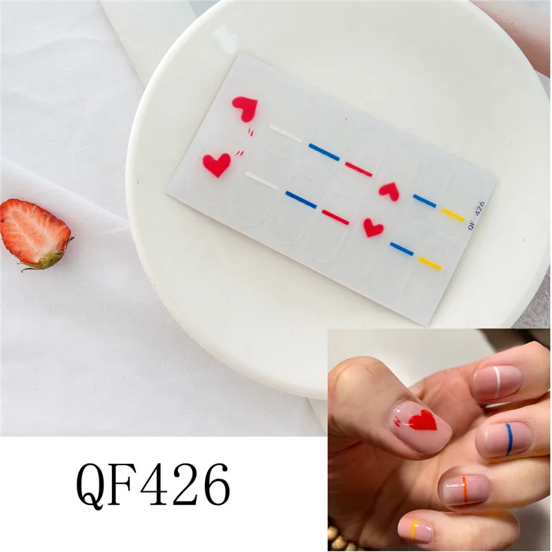 14 насадок полное покрытие наклейки для ногтей s летний Стиль Красочные Обертывания DIY наклейки простые наклейки s самоклеющиеся наклейки для ногтей водонепроницаемый - Цвет: QF426