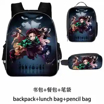 

New Demon Slayer 3D Print School Bags 3pcs/set for Teen Girls&Boys Backpack Cartoon Anime Pattern Mochila Lovely Satchel