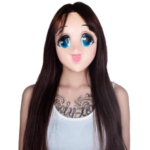  Sexy Big Eyes Loli Latex Mask Anime Cosplay Kigurumi Full Face Mask Cartoon Character Lolita 