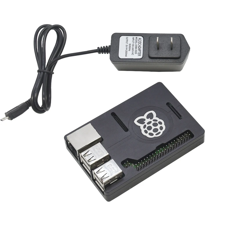 3 в 1 для Raspberry Pi 3 Model B+(плюс)+ ЧПУ Алюминий чехол с выходом 5V 2.5A Мощность адаптер Наборы штепсельная вилка стандарта США