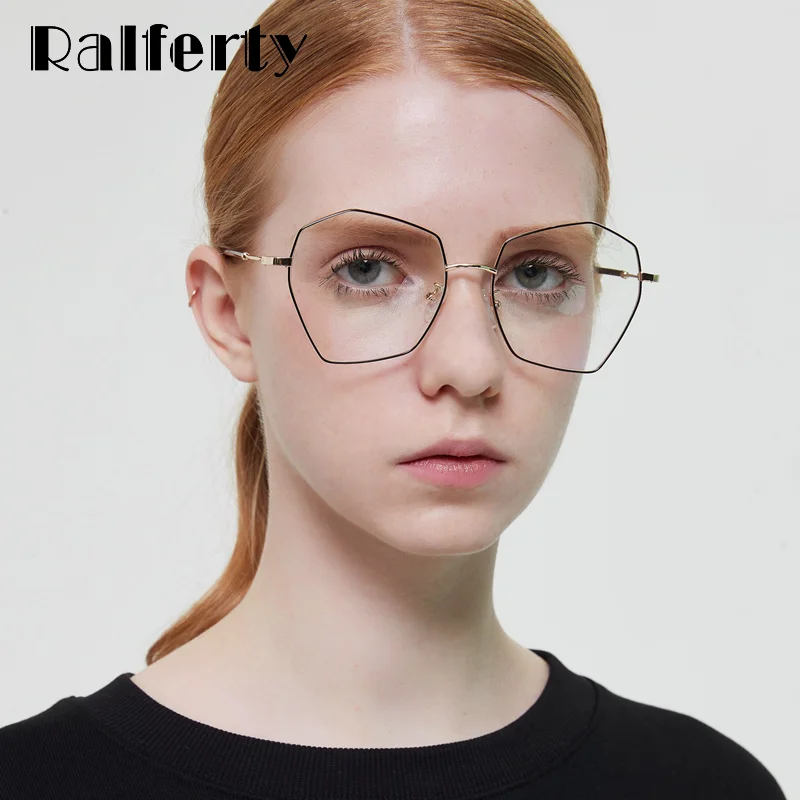 Ralferty, трендовые модные полигоновые очки для глаз, женские очки, оправа для оптических линз, женские очки Zero No Diopter W18031