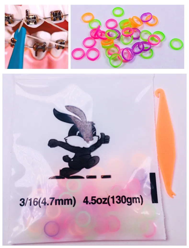 4.5oz 3/16 Colorful Elastics Dental Orthodontic Elastic Bands Ties Traction Tucker Placement | Красота и здоровье