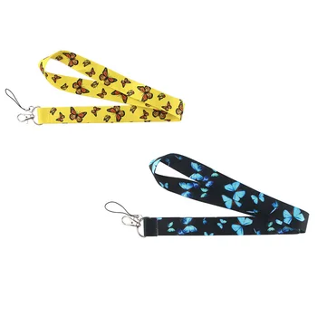 

10pcs/lot J1595 Cartoon Women Butterfly DIY keychains Accessory Mobile Phone USB ID Holder Key Strap Neck lanyard