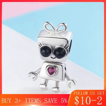 

CodeMonkey Fashion 925 Sterling Silver Beads Robot Girls Charms Fit Original Design Bracelets Pendant Women Jewelry Making C885