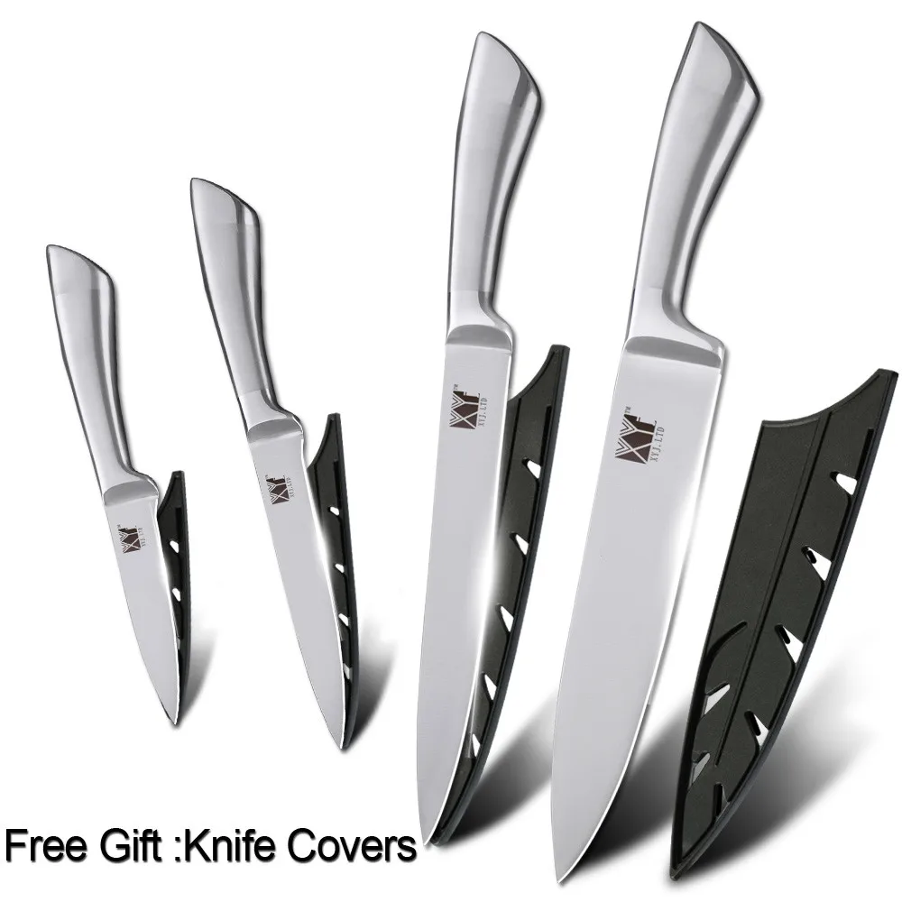XYj 7cr17 набор кухонных ножей из нержавеющей стали, фруктовый нож Santoku, нож для нарезки хлеба, нож для приготовления пищи, цельные ножи - Цвет: B.4 pcs set