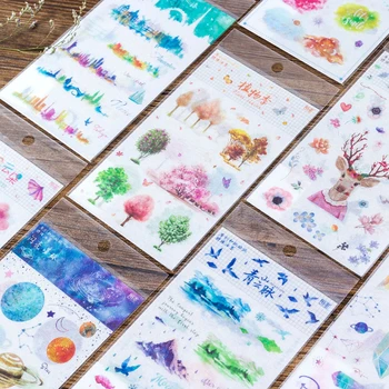 

2sheets Colored stickers Autumn Tree album Daily DIY sticker For DIY Albums Diary Decoration Oiled paint Washi paper Stickers