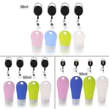 

2020 New Silicone Refillable Squeezable Hand Sanitizer Empty Bottle with Keychain Carrier