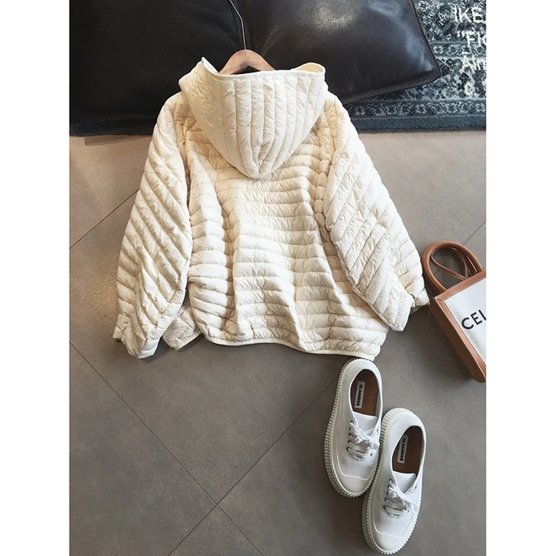 Lightweight Down Jacket Nylon Fabric 90% White Goose Down Padded Hooded Profile Thin Lightweight Down Jacket Women