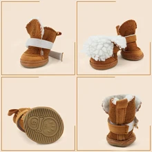  4Pcs/set Pet Dogs Winter Shoes Snow Waterproof Booties Socks Rubber Anti-slip Shoes For Small Dog Puppies Footwear Dog Boot 