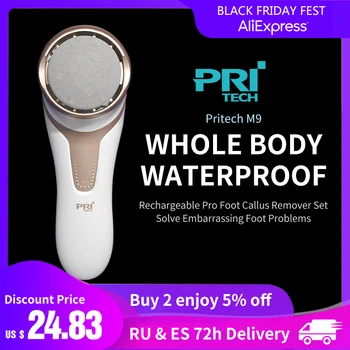 

PRITECH Electric Feet Callus Removers Rechargeable Foot File with 3 Grinding Heads Portable Waterproof Professional Feet Care