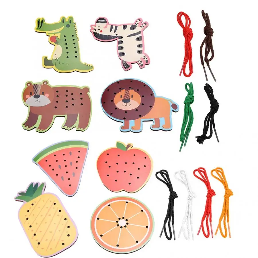 Cartoon Desktop Wooden Threading Board Game Toy Kids Early Educational Toy Parent-child Interactive Toys for Children Gift
