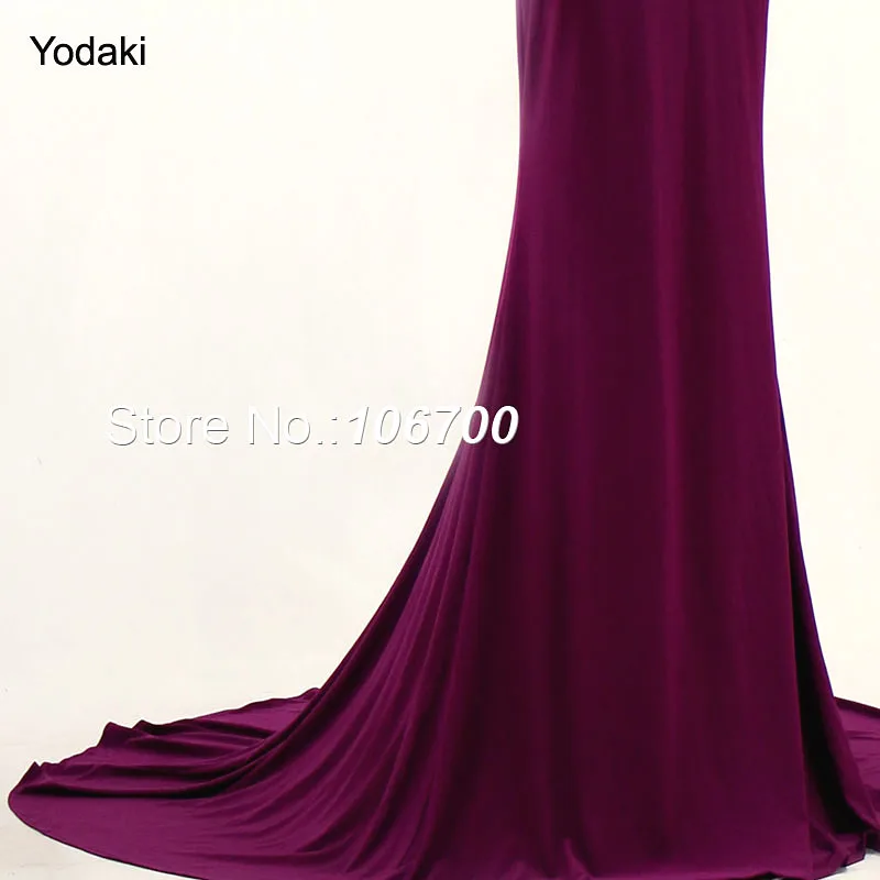fuchsia purple Реальные фотографии Русалка вечернее платье халат de soiree с открытыми плечами высокое качество креп ткань ручной работы кристалл платья для выпускного с бусинами - Цвет: fuchsia purple