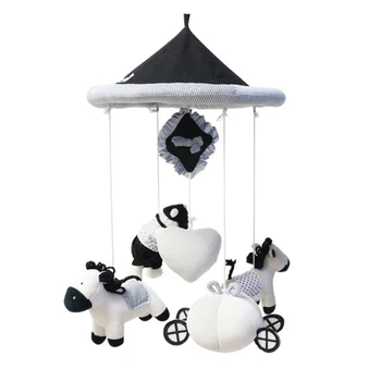 

Baby Rattles Early Education Cute Horse Bear Hanging Baby Crib Mobile Bed Bell Toy Rotary Movement Music Box Baby Rattles Toys