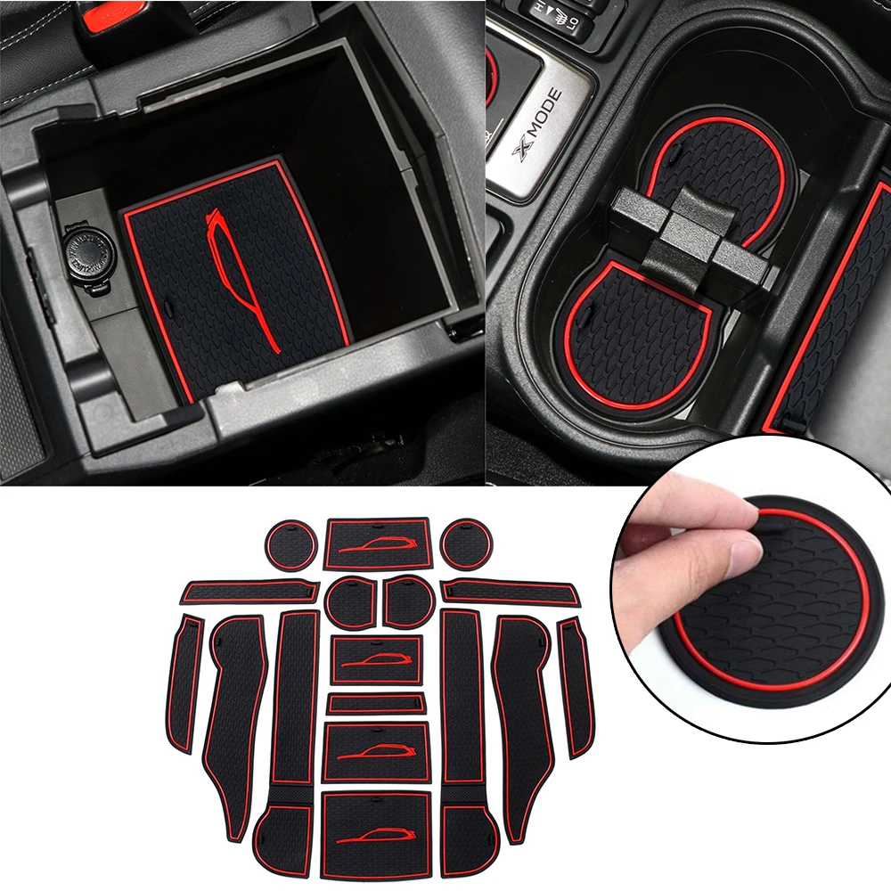 

fit for Subaru Forester 2019 Door Mats Gate Slot Mat Cup Pads Interior Mouldings Latex Car Accessories Red White Blue 17pcs/1set