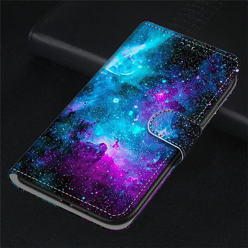 Cute Funny Painted Flip Leather Case on For Samsung Galaxy A20 A20s A20e A205 A207 A202 Card Slot Wallet Animal Pattern Cover kawaii phone case samsung