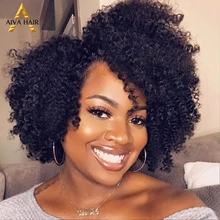 Aiva волосы высокая температура Синтетический парик на кружеве без клея Выделите L часть кудрявый черный парик Косплей парики для черных женщин