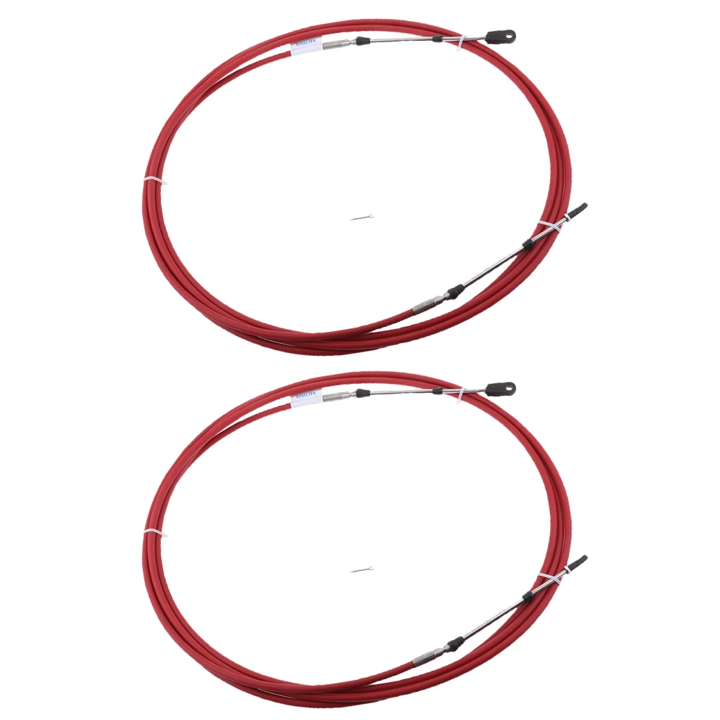 2Pcs Universal Shift Throttle Cable for Yamaha Outboard Boat Control Lever - 8Ft