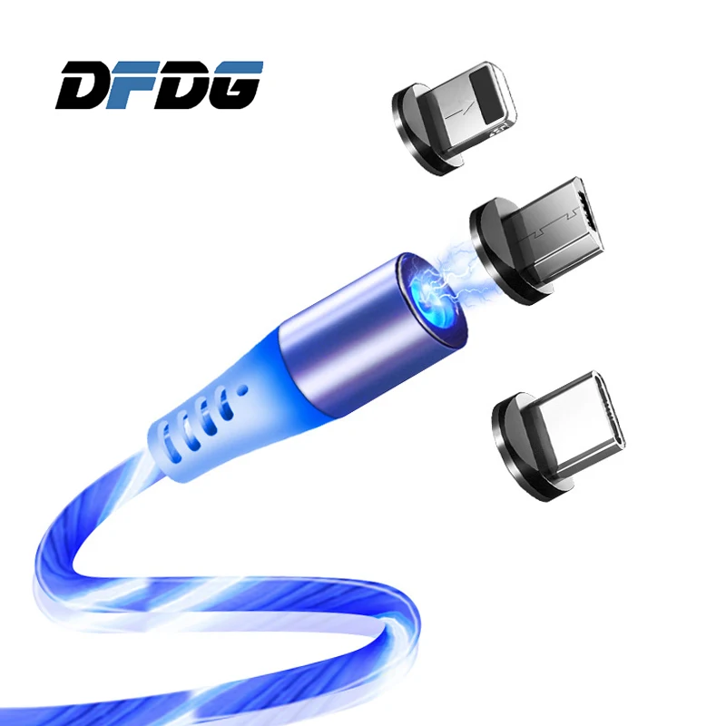 Магнитный светодиодный кабель Micro USB для samsung S10 S9 type-c зарядная Зарядка для iPhone 1 м магнитное зарядное устройство кабели usb type C