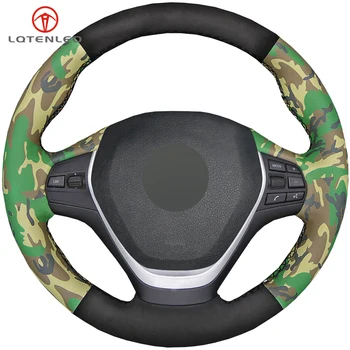 

LQTENLEO Camouflage Artificial Leather Suede Steering Wheel Cover For BMW F20 F21 F22 F23 118i 120i 120d 218i 228i 420i 430i 435