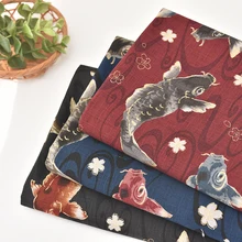 Япония Ретро Винтаж вишневый цвет кальмар хлопок бронзовая ткань для DIY сумка кимоно/пояс/головной убор 1 заказ = 0,5 м