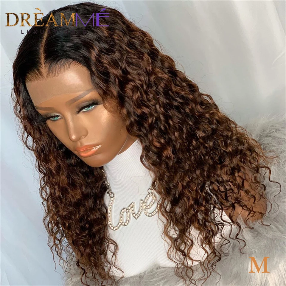 

Ombre Brazilian Water Wave Wig For Black Women 150% Density 13X6 Lace Front Wig Pre Plucked Blonde Lace Closure Wig Baby Hair M