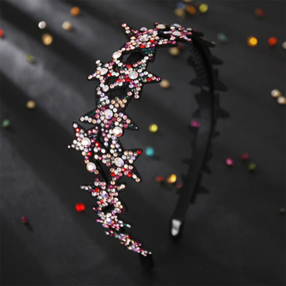 

Sweet Five-pointed Star Head Wear Luxury Headband for Women Rhinestone Non-slip Border Girls Hairpin Fancy Hair Accessories Gift