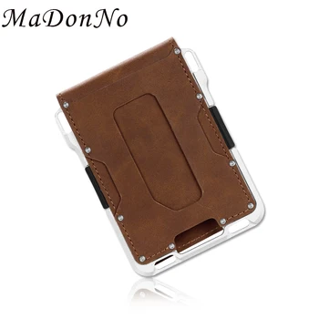 

Rfid Anti-magnetic Cash Card Holder Sticker Pocket Money Bag Stell Passes Wallet Aluminum Box Men Creditcard Holder Leather Case
