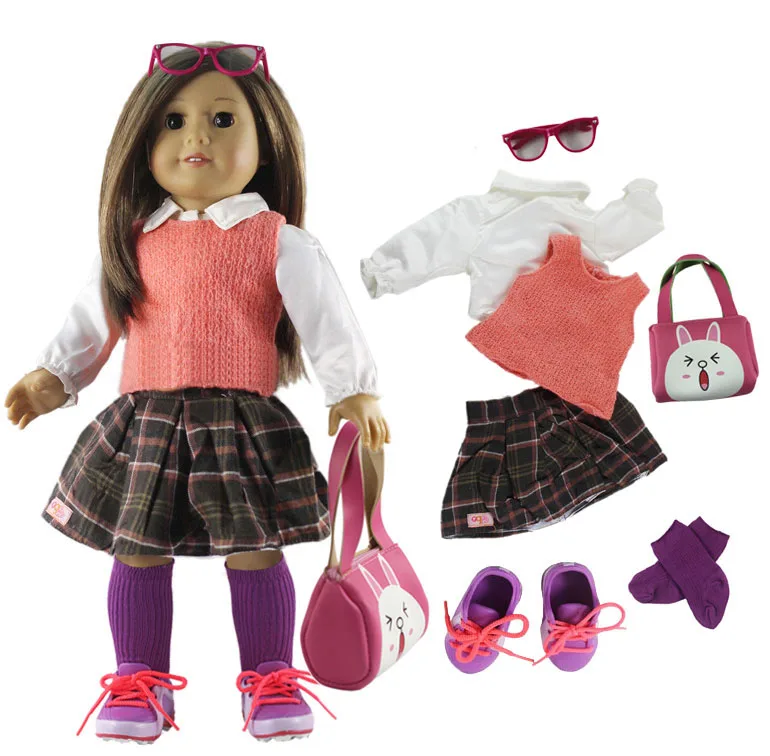 1 Набор Одежда для кукол наряд Топ + юбка + жилет) для 18 дюймов американская кукла много Стиль для выбора