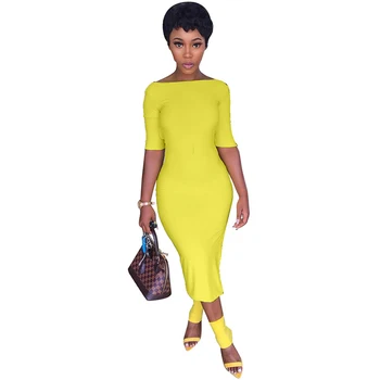 

sexy off shoulder dress party night club Solid Color Strapless Split Backless summer women midi dresses 2020