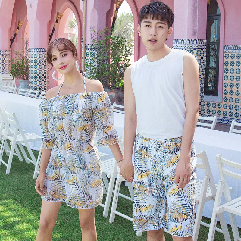 

2019 New Style Couples Bathing Suit Printed Three-piece Set Swimwear Sexy Slim Fit Bikini