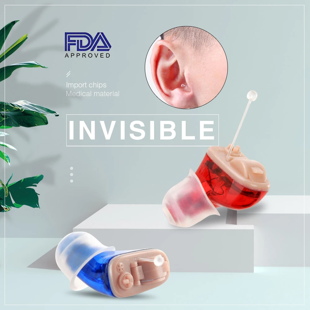 Mini Hearing Aid Invisible Wireless Sound Ear Amplifier Adjustable Digital Hearing Aids for Ealderly Deaf Ear Care