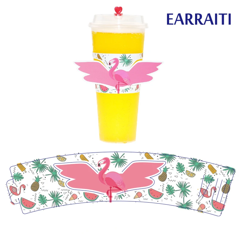 500PCS Disposable Cup Holder With Wings Unicorn Birthday Party Wedding Faovr Milky Tea Shop Coffe Sleeve Lucky Cat Customize | Дом и сад