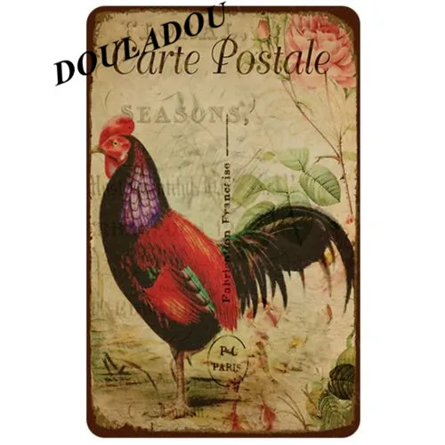 [Douladou] фермер курица винтажная металлическая жестяная вывеска Ретро Бидди яйцо табличка плакат петух тарелка украшение стены дома 30*20 см