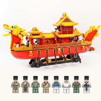 

25002 3325PCS In stock XingBao MOC City Creator Series Of Chinese Dragon Boat Model Building Blocks Bricks education Toys