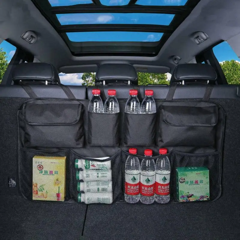 

Universal Car Boot Tidy Seat Organiser Storage Protectors Cover Back 8 Pocket Multi-use Oxford Hanging Bag