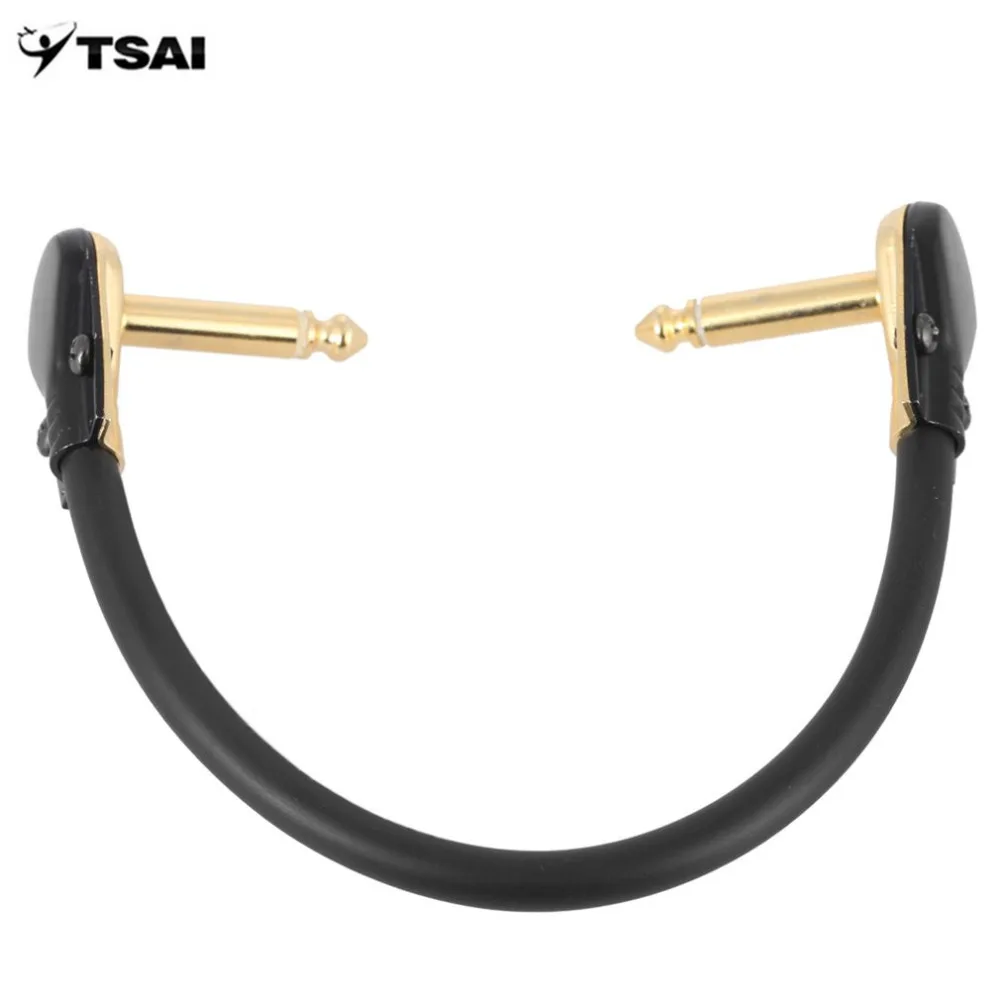 TSAI Guitar Patch Cable Cord Noiseless Instrument Cable with Golden Plated Right Angle Plug for Guitar Effect 15cm/30cm