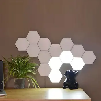 

Modern Hexagonal Lamps Restaurant Living Room Wall Lamp 100-240V PC White Bedroom Modular LED Night Light