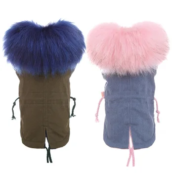 

Luxury Fur Collar Coat for Dogs Thick Fleece-Lined Puppy Clothes Parka for Small Dog Faux Fox Fur Dog Jacket Winter Pet Clothes