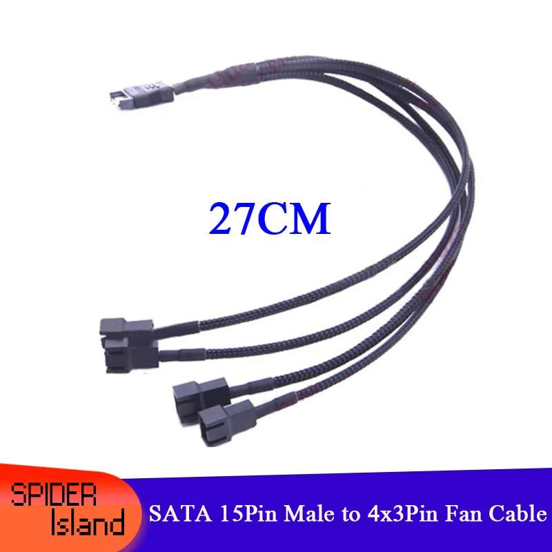 Новый высококачественный кабель для вентилятора SATA 15Pin папа-4x 3Pin 15 PIN 12 В
