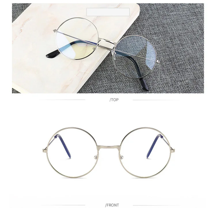 Женские очки, оптическая оправа, металлическая круглая оправа, прозрачные линзы, синий светильник, очки для мужчин, компьютерные очки, игровые очки
