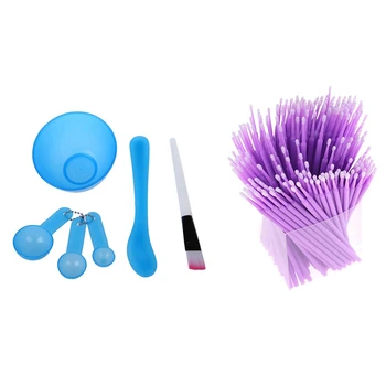 

1 Set DIY Facial Mask Tools Spatula Spoon & 1 Set Eyelash Swab Micro- Brush Extensions Makeup Tool