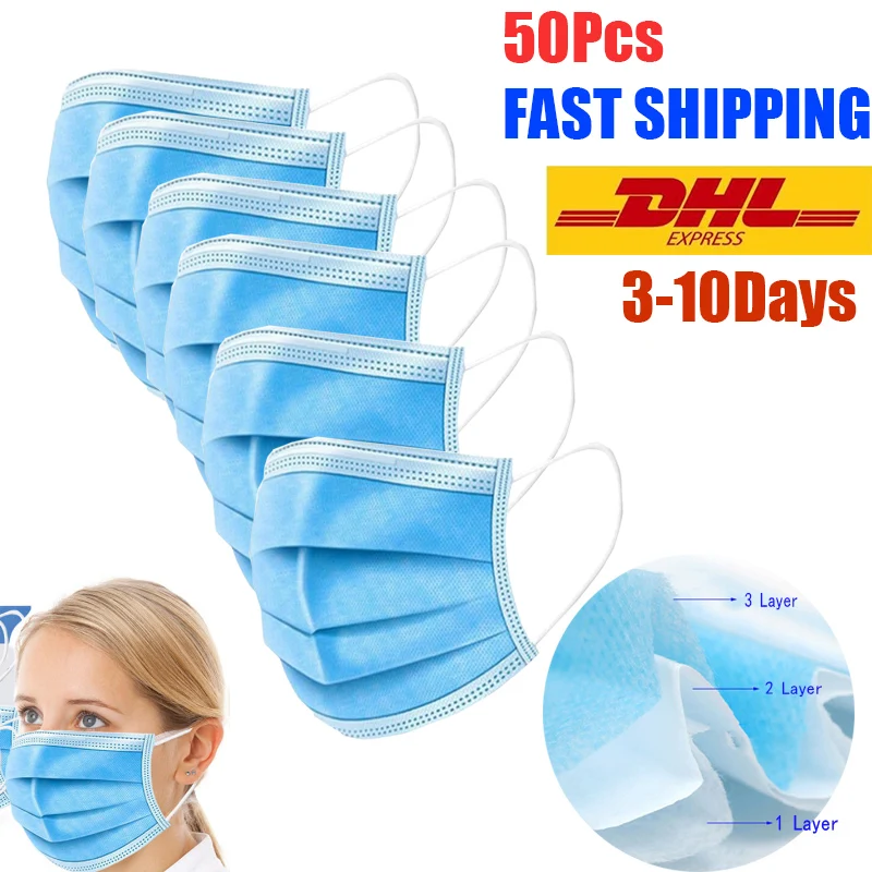 

50pcs/100pcs 3 Layer Disposable Masks KF94 Elastic Earloop Protective Surgical Mask Anti Virus Mascarilla Coronavirus Mask DHL