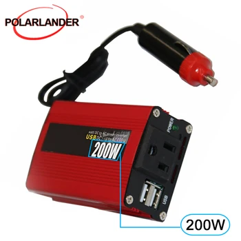 

200W Inverter With Fan Portable Auto Modified Sine Wave Power Inverter Car Converter DC 24V to AC 110V In Red 50Hz with USB Port
