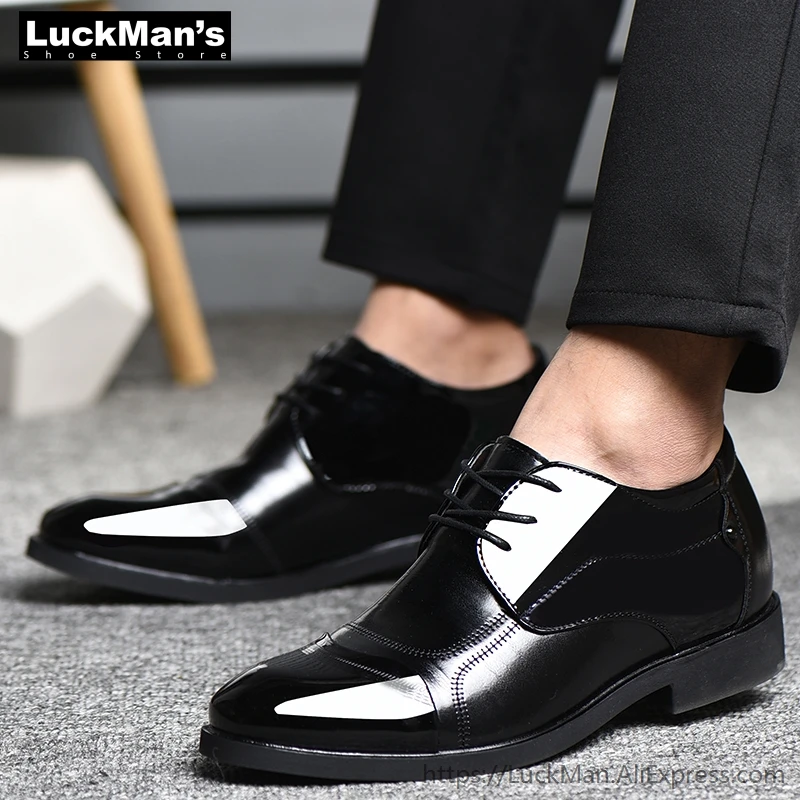 Men's Patent Leather Fashion Trend Pointed Toe Business Office Wedding  Rubber Casual With Tuxedo Shoes New Summer zapatos hombre - AliExpress